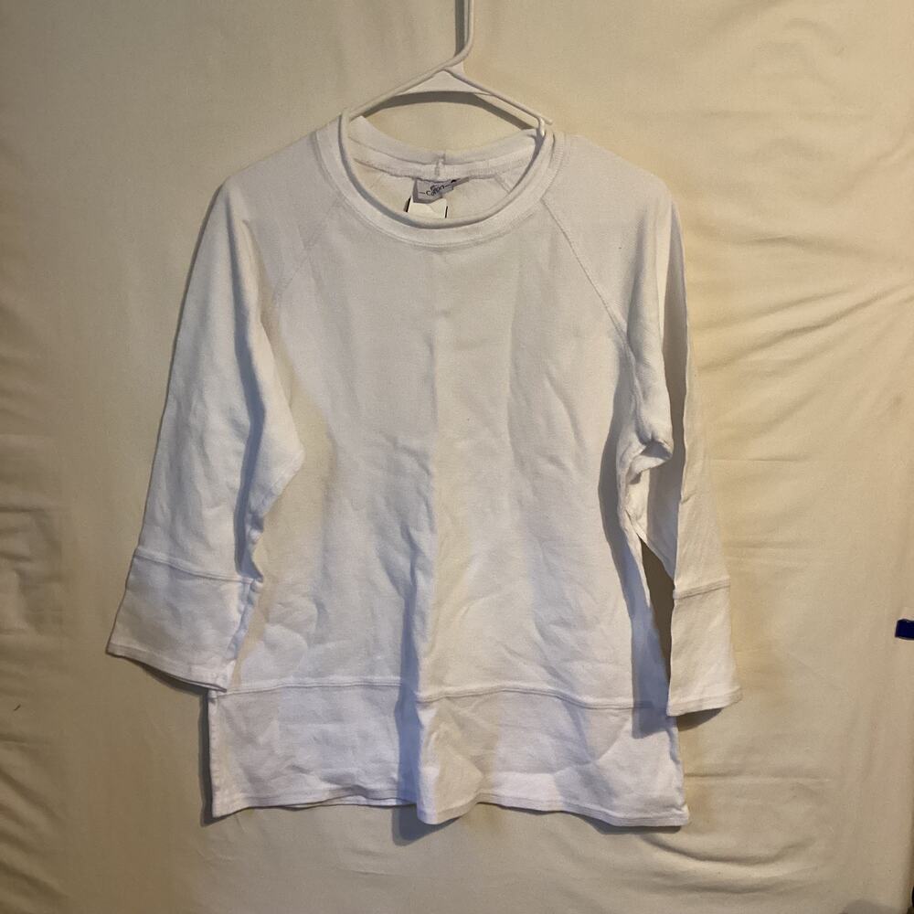 2098 Hot Cotton Womens Long Sleeve Top White Size Medium